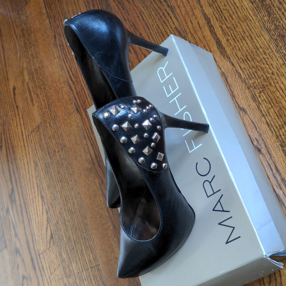 Marc Fisher Black Studded Platform Pumps 9.5
